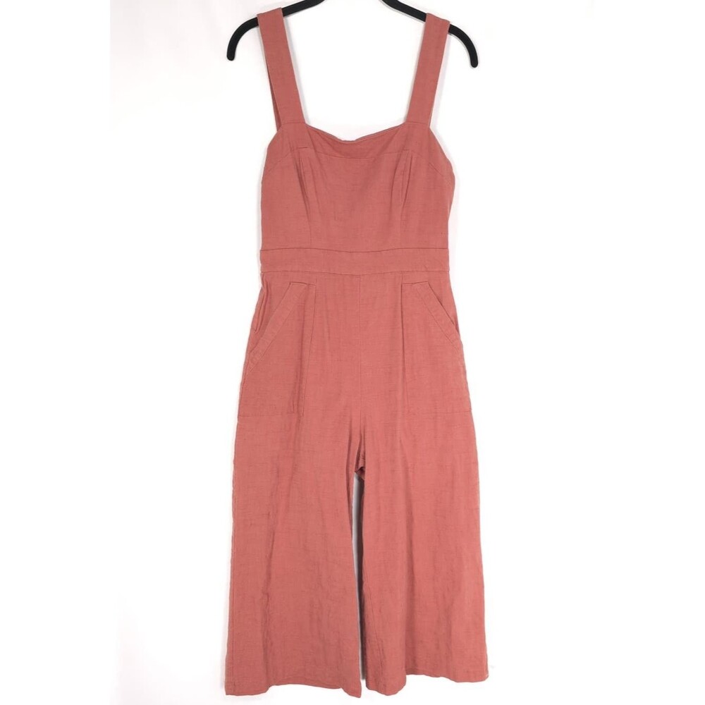 ASTR THE LABEL Linen Blend Jumpsuit MEDIUM Terracotta Wide Leg‎ Cutout ACP6434C